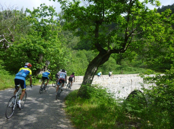 Cyclos FFCT sur les routes cévenoles Une partie du groupe cyclos du Puy en Velay sur les routes cévenoles